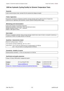 Chapter 3: Containment Systems for Dangerous Goods  Unique Test Facilities 1200 bar Hydraulic Cycling Facility for Extreme Temperature Tests Keywords