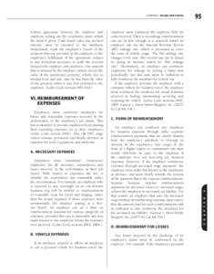 CHAPTER 4 WAGES AND HOURS  B. VEHICLE EXPENSES If an employer requires or allows an employee to use a personal vehicle for business travel, the