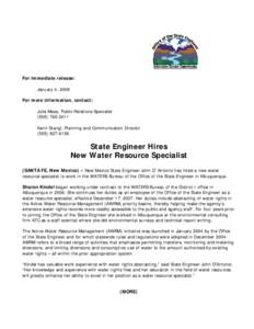 For immediate release: January 4, 2008 For more information, contact: Julie Maas, Public Relations Specialist[removed]Karin Stangl, Planning and Communication Director