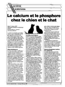 NUTRITION ALIMENTATION Le calcium et He phosphore chez He chien et He chat Daniel C. Barrette, DMV