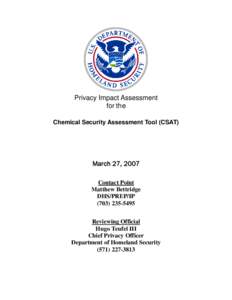 Privacy Office of the U.S. Department of Homeland Security / United States Department of Homeland Security / Personally identifiable information / Internet privacy / Hugo Teufel III / Government / Ethics / Privacy