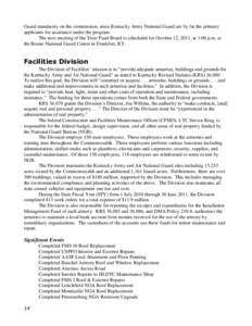 Guard mandatory on the commission, since Kentucky Army National Guard are by far the primary applicants for assistance under the program. The next meeting of the Trust Fund Board is scheduled for October 12, 2011, at 1:0