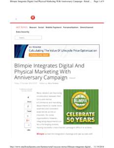 Blimpie Integrates Digital And Physical Marketing With Anniversary Campaign - Retail ... Page 1 of 9  HOT TOPICS: Beacon Social Mobile Payment Personalization Omnichannel Data Security Search...