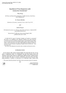 Notes, Comments, and Letters to the Editor: Equilibrium Price Dispersion with Consumer Inventories