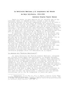 La Revolución Mexicana y el surgimiento del Estado de Baja California, [removed]Lawrence Douglas Taylor Hansen