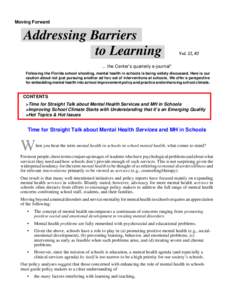 Moving Forward  Addressing Barriers to Learning  Vol. 22, #2