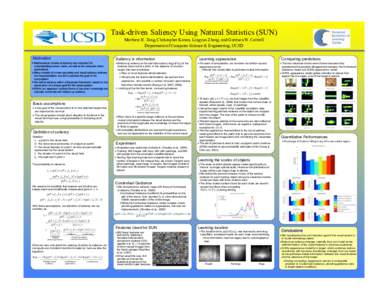 Task-driven Saliency Using Natural Statistics (SUN) Matthew H. Tong, Christopher Kanan, Lingyun Zhang, and Garrison W. Cottrell
 Department of Computer Science & Engineering, UCSD Saliency is information  Bottom-up 