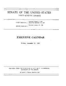 SENATE OF THE UNITED STATES NINETY-SEVENTH CONGRESS FIRST SESSION { SECOND SESSION {