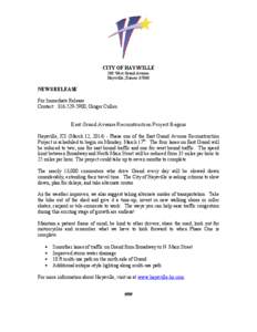 CITY OF HAYSVILLE 200 West Grand Avenue Haysville, Kansas[removed]NEWS RELEASE For Immediate Release