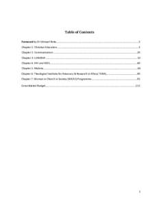 Table of Contents Foreword by Dr Ishmael Noko………………………………………………………………………….………………………………….2 Chapter 1: Christian Education………………