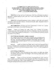 AN ORDINANCE TO AMEND SECTION[removed]OF THE MUNICIPAL CODE OF THE TOWN OF HENLOPEN ACRES, DELAWARE, RELATING TOP ARKING IN PUBLIC PLACES AND VIOLATIONS AND PENALTIES FOR VEHICLE AND TRAFFIC INFRACTIONS.