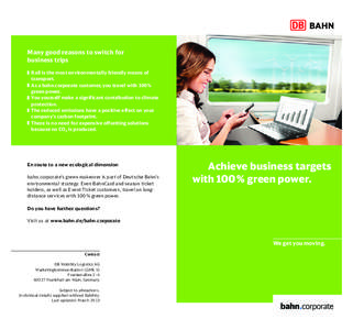 Energy economics / Carbon offset / Sustainable energy / Transport / Business / Carbon finance / BahnCard / Deutsche Bahn