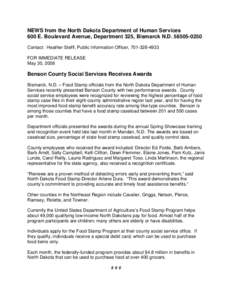 Microsoft Word - Food Stamp officials recognize Benson County.doc