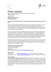 Press release News from the International Capital Market Association (ICMA) Talacker 29, P.O. Box, CH-8022, Zurich www.icmagroup.org  ICMA[removed]