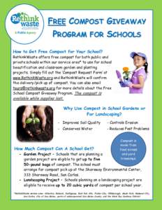 FREE COMPOST GIVEAWAY PROGRAM FOR  SCHOOLS