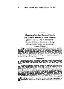 Efficiencies of the Point-Centered Quarter and Quadrat Methods in Forest Sampling