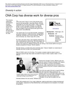 This article is reproduced with permission from the August/September 2002 issue of Diversity/Careers in Engineering & Information Technology magazine. All rights reserved. For more information or a free subscription, ple