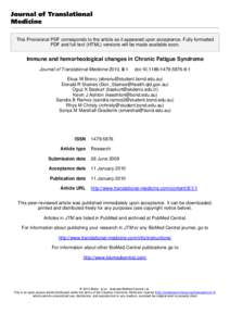 Journal of Translational Medicine This Provisional PDF corresponds to the article as it appeared upon acceptance. Fully formatted PDF and full text (HTML) versions will be made available soon.  Immune and hemorheological