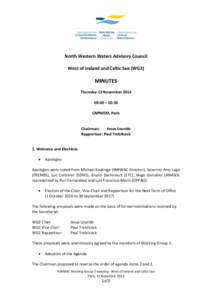 North Western Waters Advisory Council West of Ireland and Celtic Sea (WG2) MINUTES Thursday 13 November:00 – 10:30