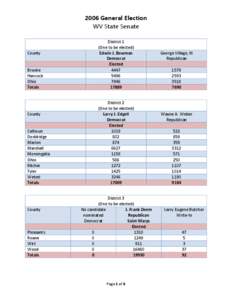 2006 General Election WV State Senate County  Brooke