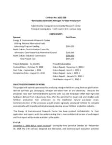   Contract No. R002‐006  “Renewable Electrolytic Nitrogen Fertilizer Production”     Submitted by Energy & Environmental Research Center 