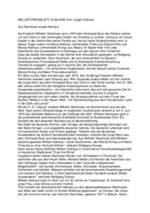 MELLER KREISBLATTVon Jürgen Krämer) Aus Nienhüser wurde Niehaus Als Friedrich Wilhelm Nienhüser anno 1870 dem Kirchspiel Buer den Rücken kehrte, um sein Glück in den Vereinigten Staten von Amerika zu s