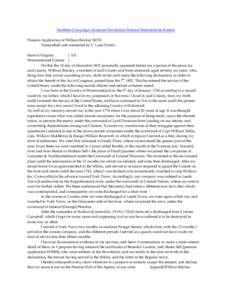 Southern Campaign American Revolution Pension Statements & Rosters Pension Application of William Brickey S6751 Transcribed and annotated by C. Leon Harris State of Virginia } S.S. Westmoreland County }