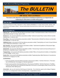    Agricultural and Biological Engineering The BULLETIN July 10, 2013 