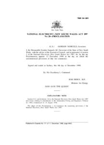 New South Wales  NATIONAL ELECTRICITY (NEW SOUTH WALES) ACT 1997 N o 20—PROCLAMATION  (L.S.)