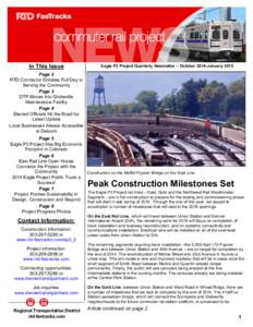 In This Issue  Eagle P3 Project Quarterly Newsletter – October 2014-January 2015 Page 2 RTD Contractor Donates Full Day to