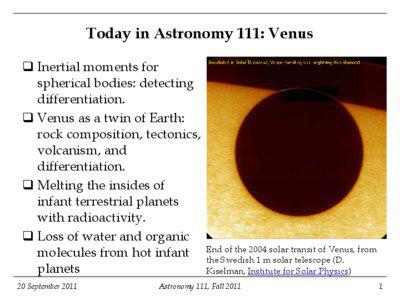 Today in Astronomy 111: Venus