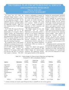 THE FEDERAL PLAN FOR METEOROLOGICAL SERVICES AND SUPPORTING RESEARCH FISCAL YEAR 2005 EXECUTIVE SUMMARY For Fiscal Year (FY) 2005, the