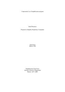 Small Business Proposal to Simplify Proprietary Companies (March 1994)