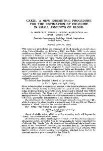 CXXXI. A NEW IODIMETRIC PROCEDURE FOR THE ESTIMATION OF CHLORIDE IN SMALL AMOUNTS OF BLOOD.