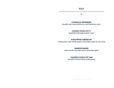 SCARPETTA BEACH - DESSERT MENU