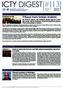 ICTY DIGEST #113 UNITED NATIONS - NATIONS UNIES International Criminal Tribunal for the former Yugoslavia Tribunal Pénal International pour l’ex-Yougoslavie