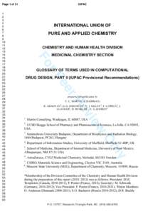 Page 1 of 31  INTERNATIONAL UNION OF PURE AND APPLIED CHEMISTRY CHEMISTRY AND HUMAN HEALTH DIVISION MEDICINAL CHEMISTRY SECTION