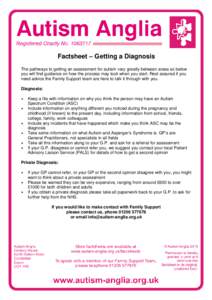 Factsheet – Getting a Diagnosis The pathways to getting an assessment for autism vary greatly between areas so below you will find guidance on how the process may look when you start. Rest assured if you need advice th