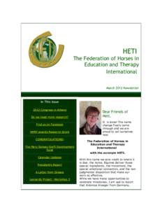 HETI The Federation of Horses in Education and Therapy International March 2012 Newsletter