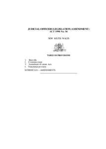 JUDICIAL OFFICERS LEGISLATION (AMENDMENT) ACT 1990 No. 56 NEW SOUTH WALES TABLE OF PROVISIONS 1. Short title