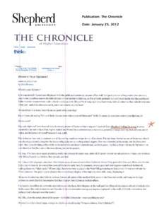 Publication: The Chronicle Date: January 25, 2012 Publication: The Herald-Mail Date: January 29, 2012