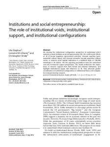 Journal of International Business Studies (2014), 1–24  © 2014 Academy of International Business All rights reserved[removed]www.jibs.net  Institutions and social entrepreneurship: