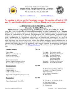 Neighborhood councils / Neighborhoods / Public comment / West Hills /  Los Angeles / Agenda / Minutes / Stakeholder / Geography of California / Southern California / Meetings / Parliamentary procedure / Government