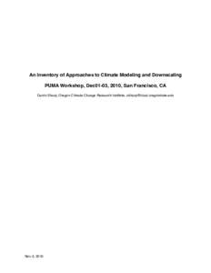 An Inventory of Approaches to Climate Modeling and Downscaling