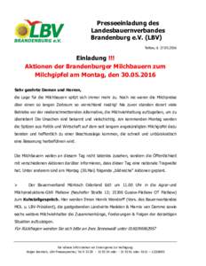 Presseeinladung des Landesbauernverbandes Brandenburg e.V. (LBV) Teltow, dEinladung !!!