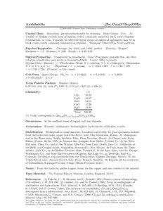 Aurichalcite  (Zn, Cu)5(CO3 )2 (OH)6