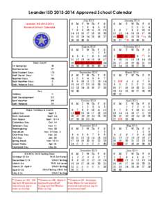 Leander ISD[removed]Approved School Calendar Leander ISD[removed]Revised School Calendar