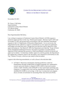 Charleston County School District, South Carolina: Amendment 1, Race to the Top District Amendment Letter -- November 25, 2013 (PDF)