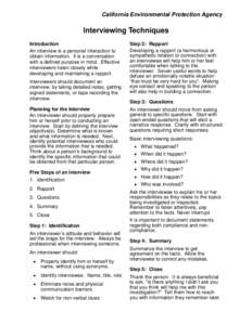 Fact Sheet on Interviewing Techniques