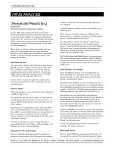 4 • VIRUS BULLETIN JUNE[removed]VIRUS ANALYSIS Unexpected Resutls [sic] Peter Ferrie Symantec Security Response, Australia